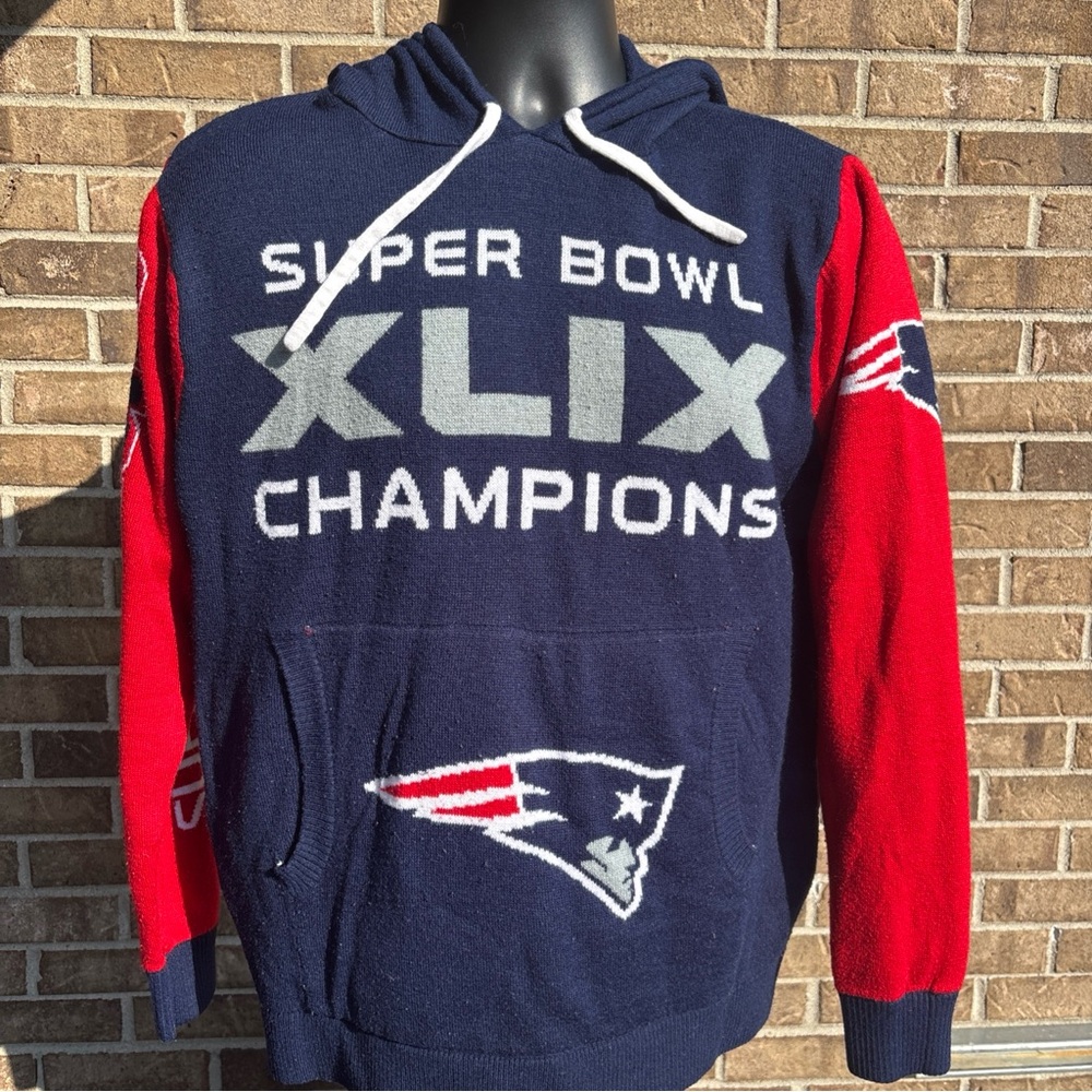 New England Patriots football NFL team apparel hoodie blue red Medium Super Bowl
